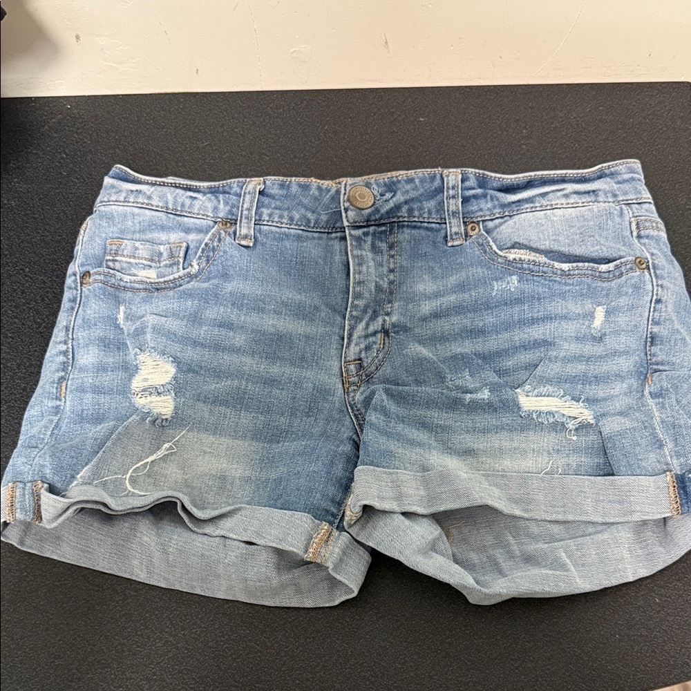 Aeropostale Light Blue Distressed Women Shorts